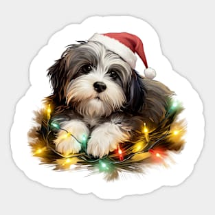 Lazy Havanese Dog at Christmas Sticker